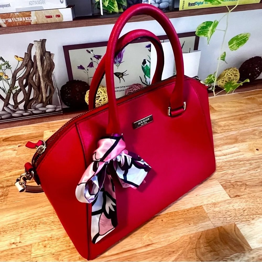 Kate Spade Tilden Place Pippa Satchel Hot Chili Red Saffiano Leather - Picture 14 of 14